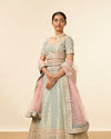 alt message - Mohey Women Sea Green All over Buti Work Lehenga image number 2